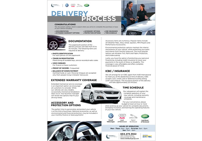 Cowell Auto Group Deliver Process Pamphlet