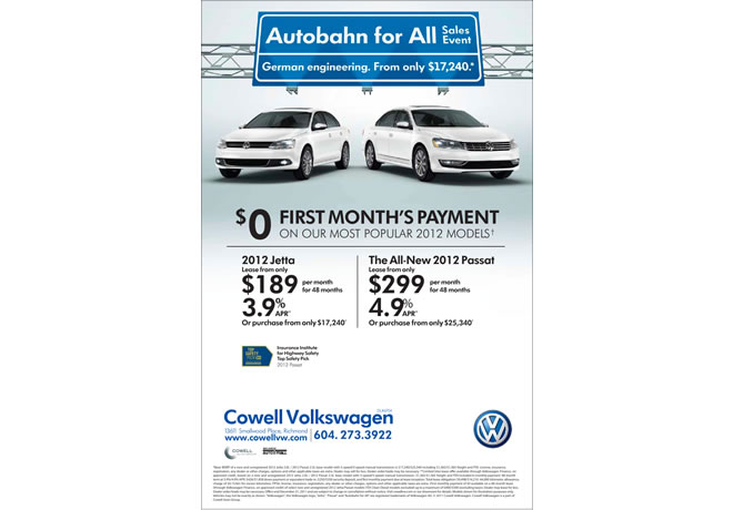 Cowell Volkswagen Autobahn for All Campaign Print Ad